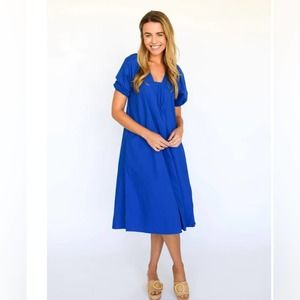 Never A Wallflower Cerulean Blue Marakesh Midi Dress Women’s size XS NWT